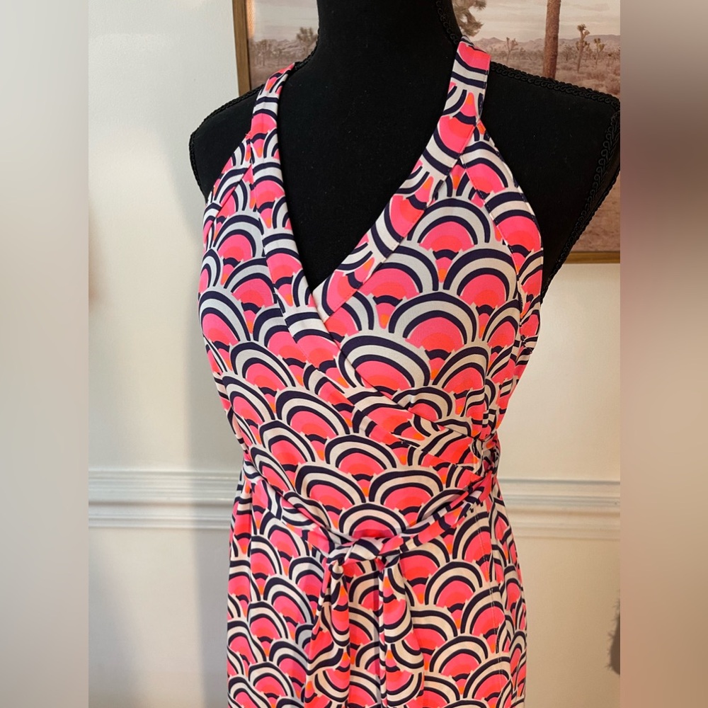 Julie Brown Maxi Wrap Dress Pink Preppy Beach Small Preppy Lilly Pulitzer Style
